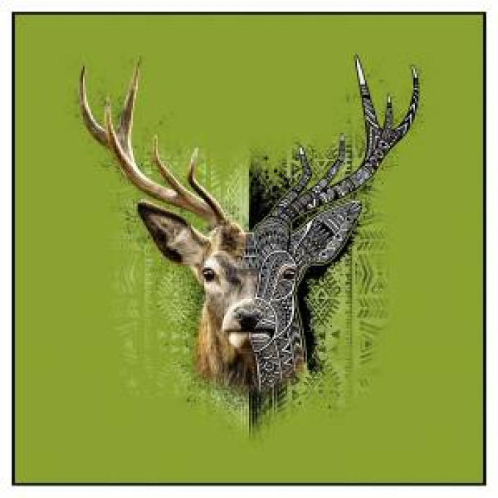196331  Cerf Native Tribes Fond Vert Anis