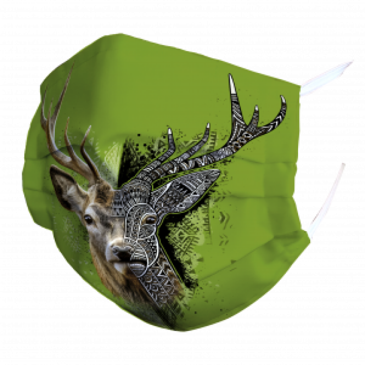 19633  Masque Cerf Native Tribes Fond Vert Anis