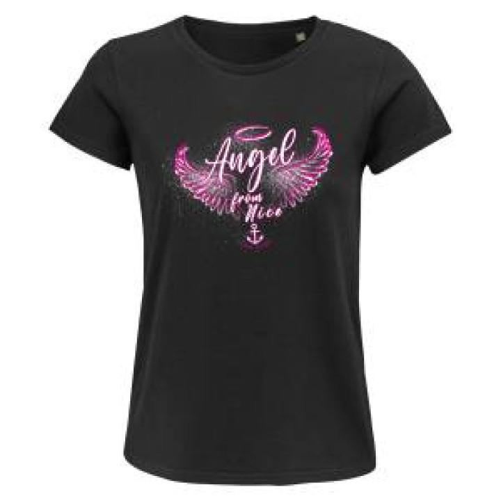 206752  Angel From Nice En Rose sur le Tshirt Noir
