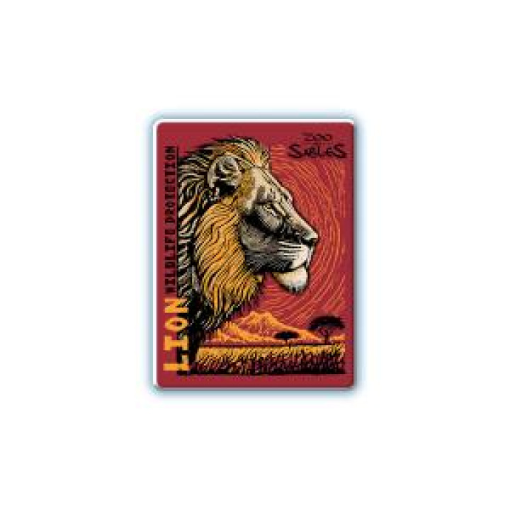 21021  Lion Linocut Zoo des Sables dOlonne