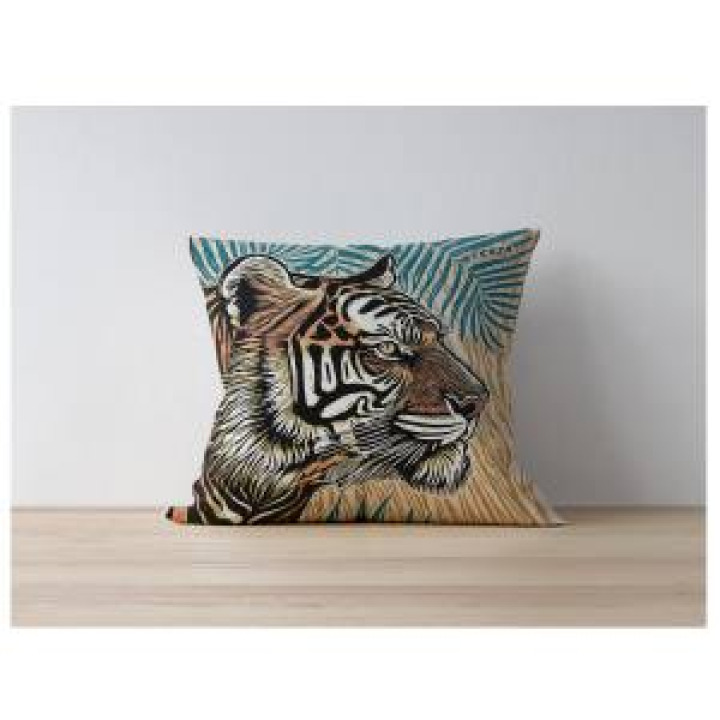 210242  Tigre Linocut Cerza Orange  Beige