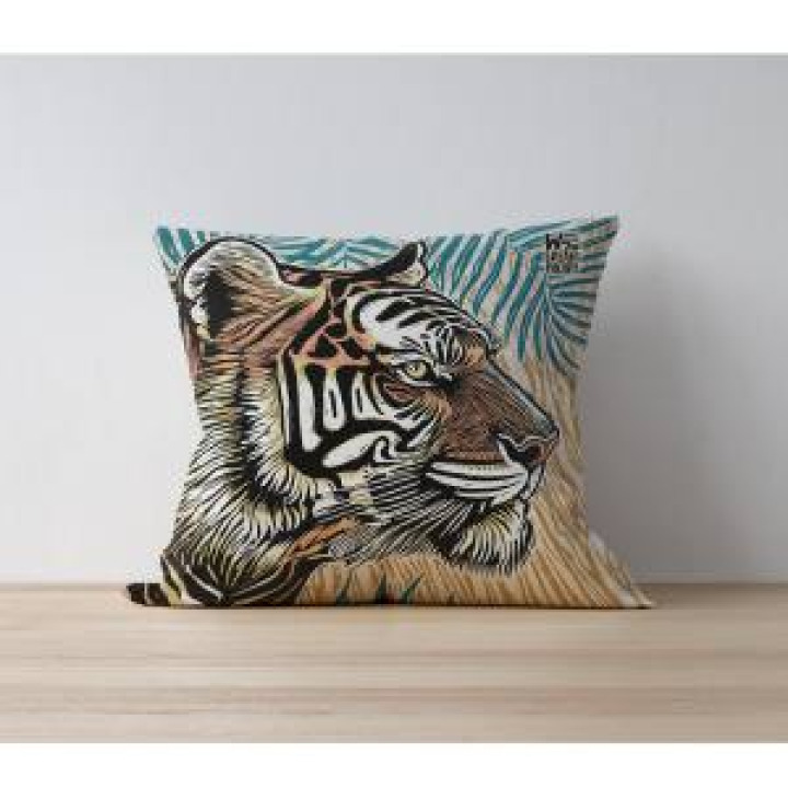 210242  Tigre Linocut Zoo de Thoiry Orange Beige