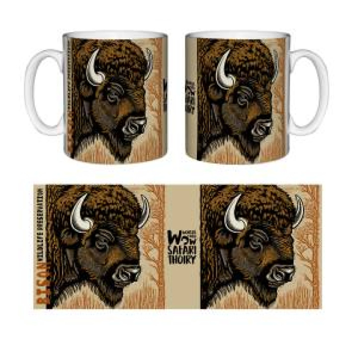 21138  Bison Linocut Zoo de Thoiry
