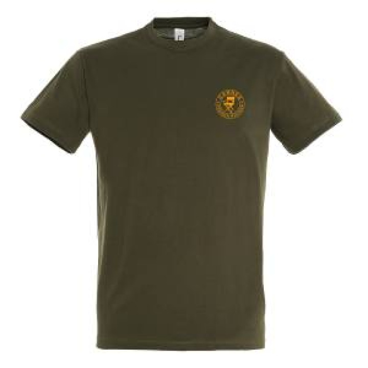 21239  Cannes Chaise French Riviera dans un Cercle Orange sur Tshirt Army