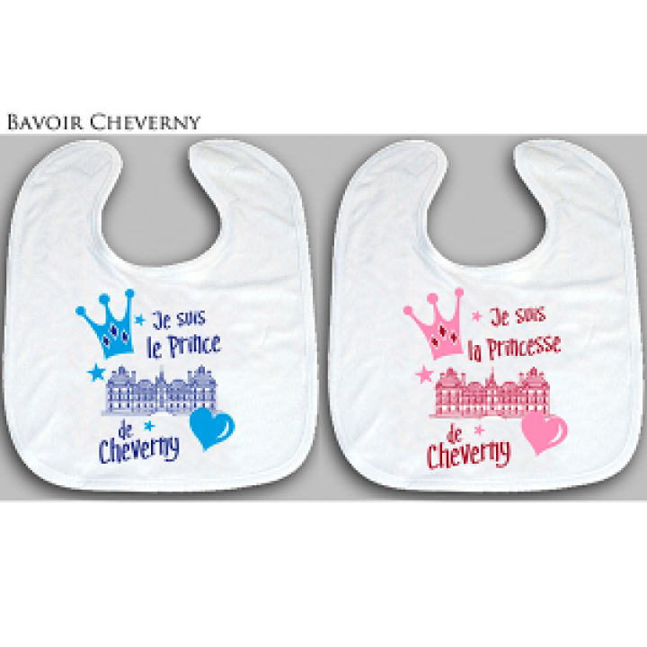Bavoir Transfert en Bleu je suis le Prince de Cheverny transfert en Rose je suis la Princesse de Ch