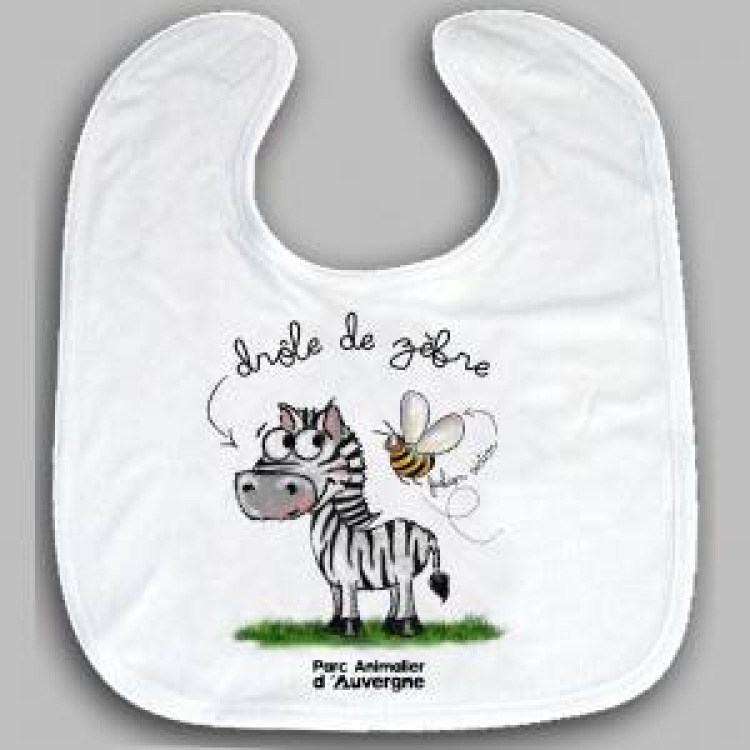 Bavoir Zèbre Parc Animalier d’Auvergne Blanc Taille unique