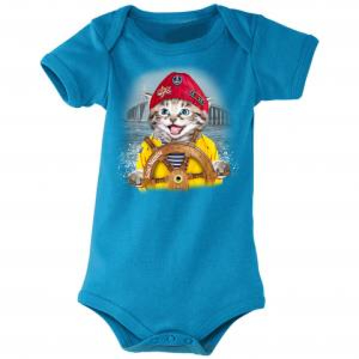 Body bébé Chat Bonnet Rouge Barre Saint Nazaire Aqua 36 mois