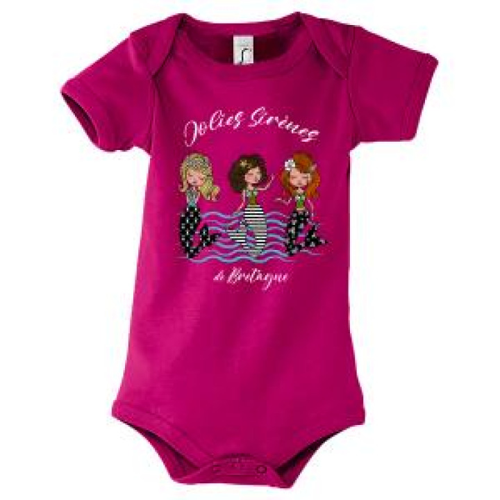 Body bébé Jolies Sirènes de Bretagne Fuschia 36 mois