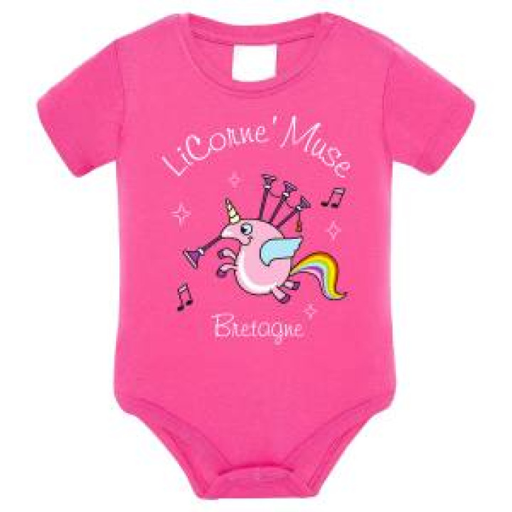 Body bébé Licorne Muse Bretagne Fuschia 612 mois