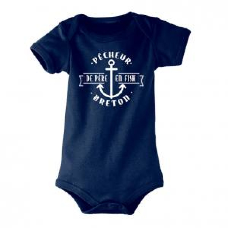 Body b&eacute;b&eacute; P&ecirc;cheur Breton de P&egrave;re en Fish French Marine 12/18 mois