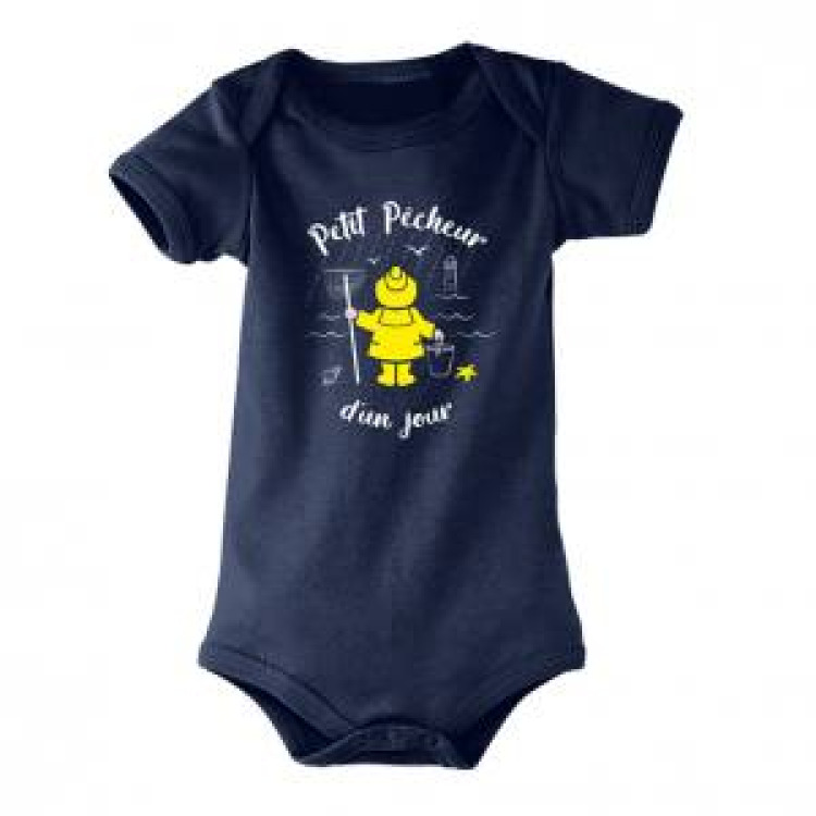 Body b&eacute;b&eacute; Petit P&ecirc;cheur d&rsquo;un Jour Cir&eacute; jaune French Marine 6/12 mois