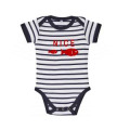 Body bébé rayé Transfert Floc 2 Poissons Nice blanc/marine 3/6 mois