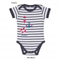 Body b&eacute;b&eacute; ray&eacute; Transfert Phare/ Ancre/ Boue Bretagne blanc/marine 3/6 mois