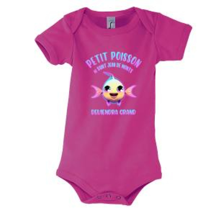 Body bébé Transfert Petit Poisson de Saint Jean de Monts Fuschia 36 mois