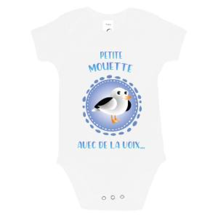 Body b&eacute;b&eacute; Transfert Petite Mouette avec de la Voix... Blanc 3/6 mois