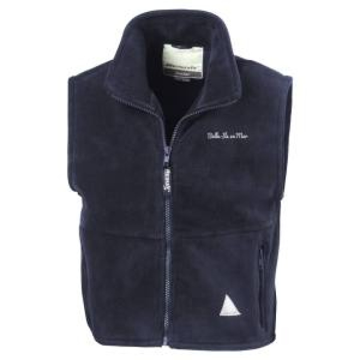 Bodywarmer enfant E1256 Ref 31532 pocket Belle Île en Mer En Blanc sur les Marines Navy 46 ans