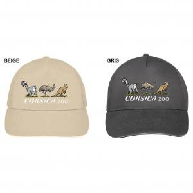 Casquette 5 panneaux E1292 Ref/ 33169 Maki Autruche Walaby Corsica Zoo Beige / Blanc Taille unique