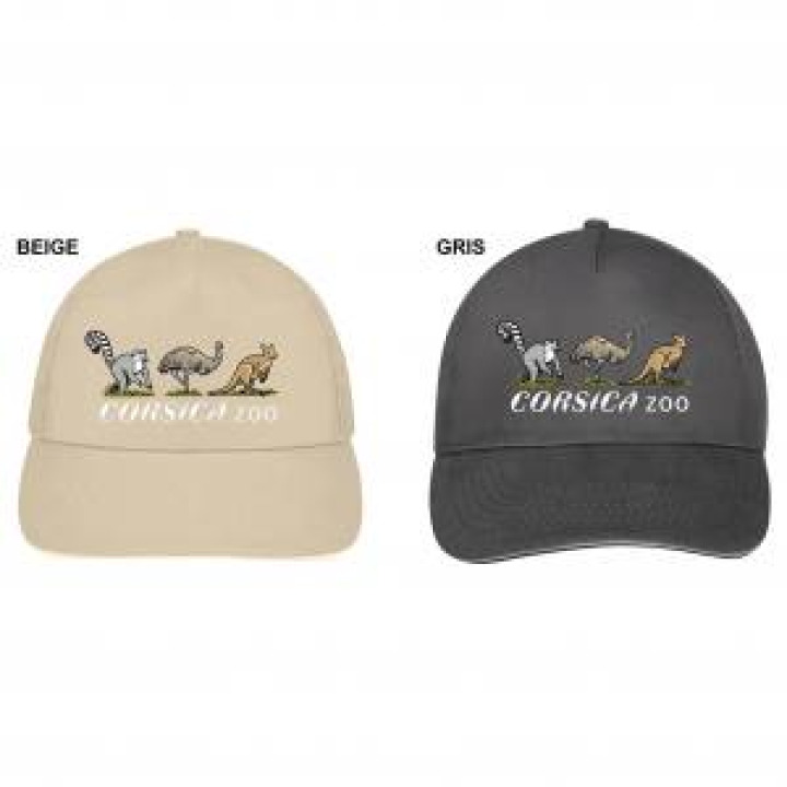 Casquette 5 panneaux E1292 Ref 33169 Maki Autruche Walaby Corsica Zoo Gris Foncé  Gris Clair Taill