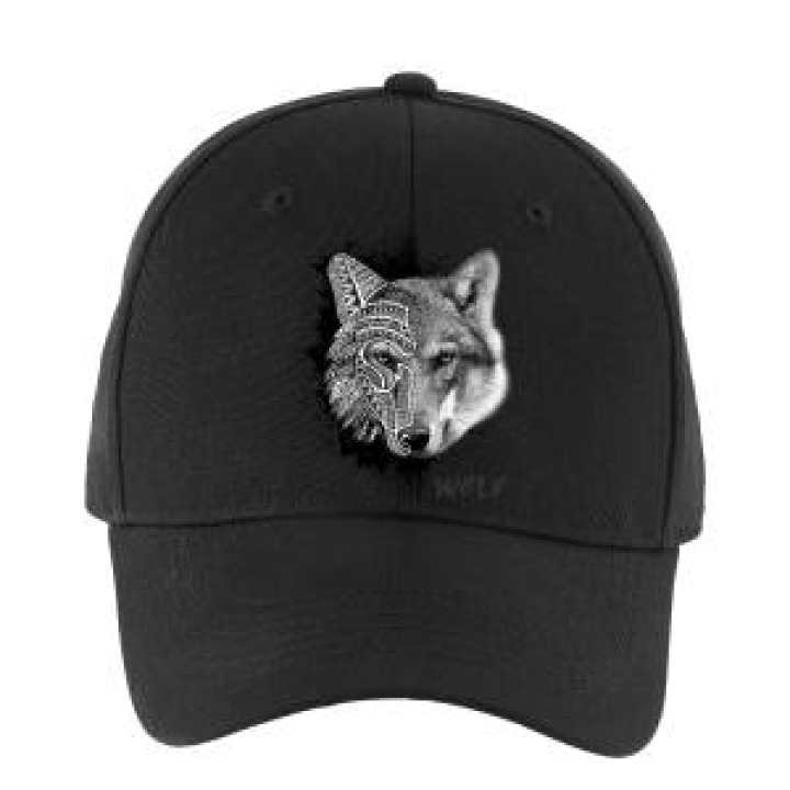 Casquette 5 panneaux Transfert Loup Natives Tribes Noir Taille unique
