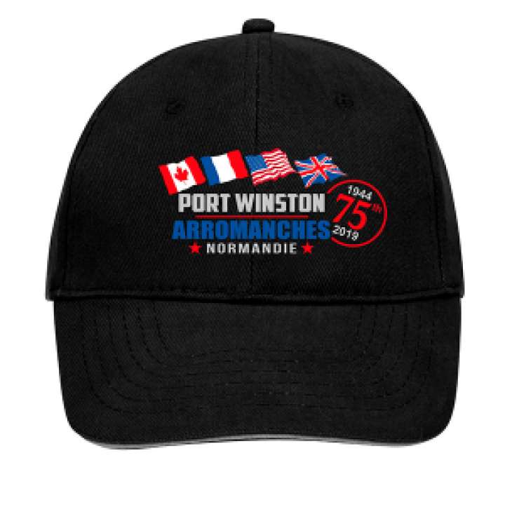 Casquette 6 panneaux E1235 Ref 30956 Drapeaux Port Winston 75th Anniversary Gris Foncé  Gris Clair