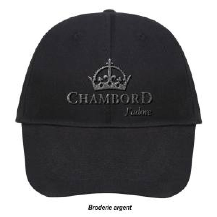 Casquette 6 panneaux E1296 Ref/ 33133 Chambord J'adore (En Or sur Casquette Blanche et Argent sur Casquette Noire) Blanc Taille unique