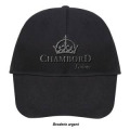 Casquette 6 panneaux E1296 Ref/ 33133 Chambord J'adore (En Or sur Casquette Blanche et Argent sur Casquette Noire) Blanc Taille unique
