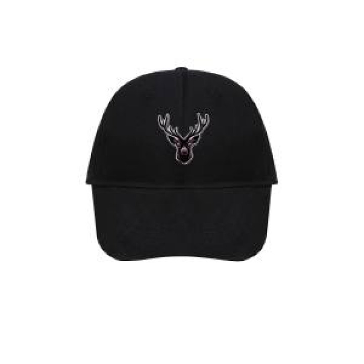Casquette 6 panneaux Patch Cerf  transfert côté gauche Safari Train Noir Taille unique
