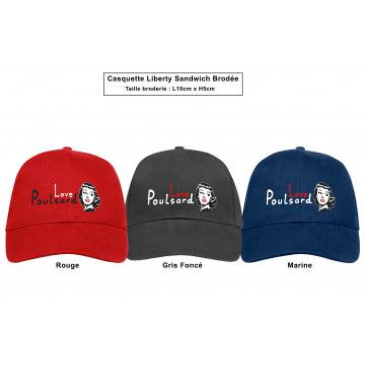 Casquette adulte Broderie Love Poulsard E1280 Ref/ 32568 Rouge Taille unique