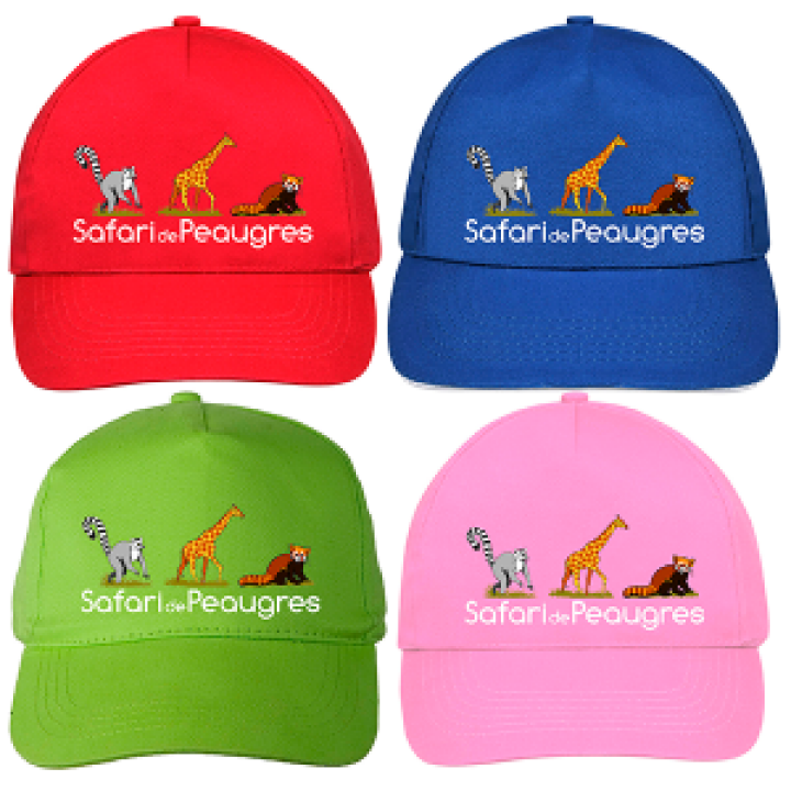Casquette enfant 5 panneaux E1140 Ref 31533 Lémurien Girafe Panda Roux Safari de Peaugres Rose Ta