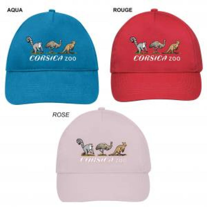 Casquette enfant 5 panneaux E1292 Ref 33169 Maki Autruche Walaby Corsica Zoo Rose Taille unique