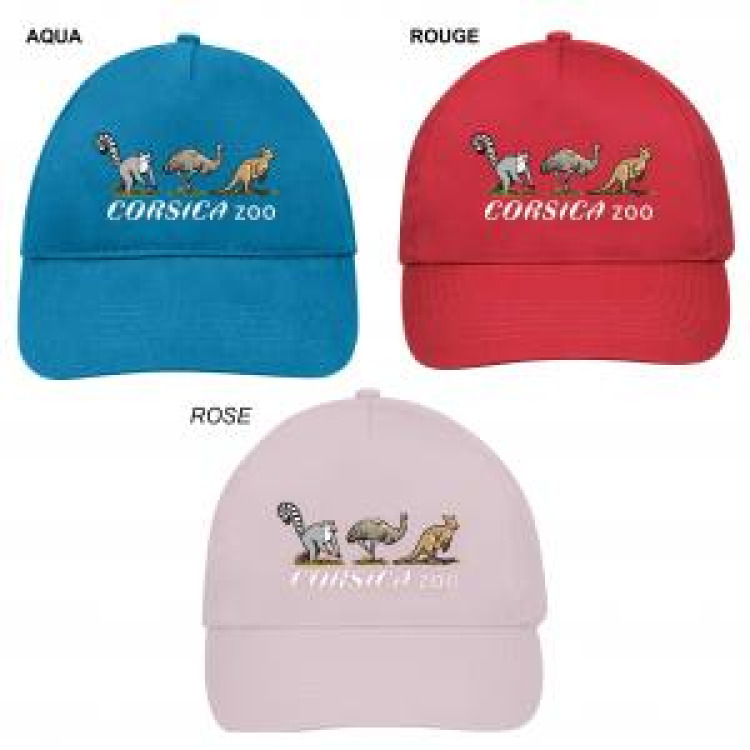 Casquette enfant 5 panneaux E1292 Ref/ 33169 Maki Autruche Walaby Corsica Zoo Rouge Taille unique