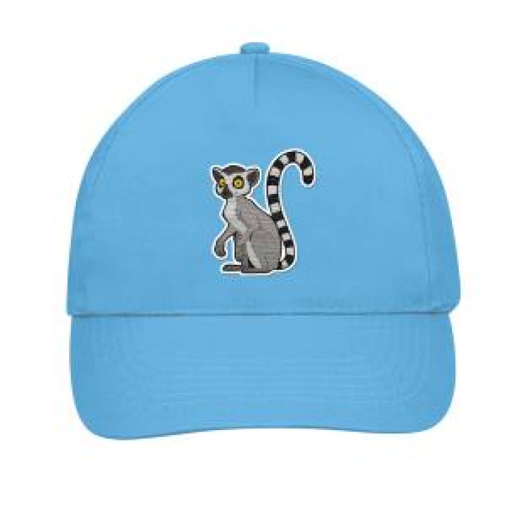 Casquette enfant 5 panneaux Patch transfert Lémurien  transfert Côte gauche la Vallée des Singes Orange Taille unique