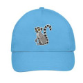 Casquette enfant 5 panneaux Patch transfert Lémurien + transfert Côte gauche la Vallée des Singes Bl