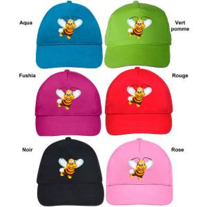 Casquette enfant 5 panneaux Transfert Abeille Aqua Taille unique