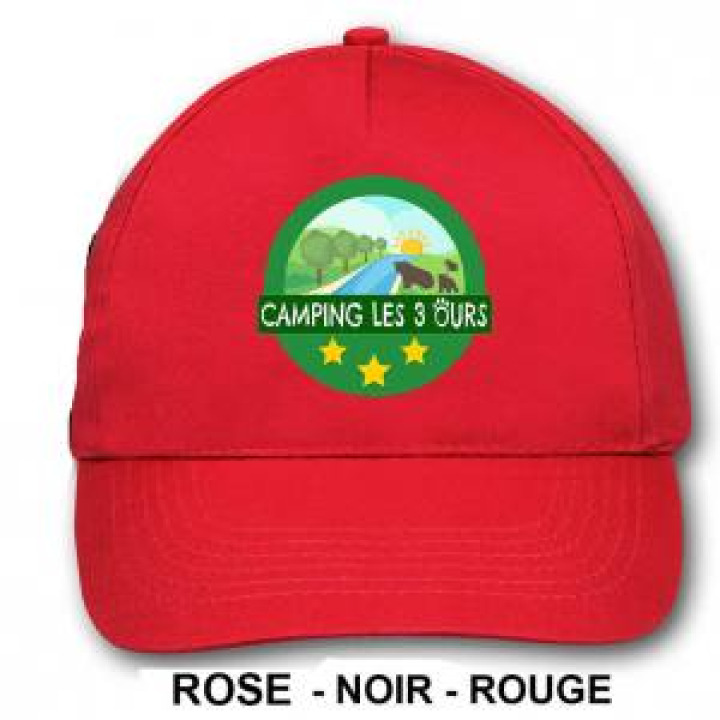 Casquette enfant 5 panneaux Transfert enfant Camping les 3 Ours et Flower Campings Face et Flower Campings Au Dos Rose Taille unique