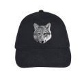 Casquette enfant 5 panneaux Transfert Loup Natives Tribes + les Loups du Gévaudan (Côté Gauche) Noir