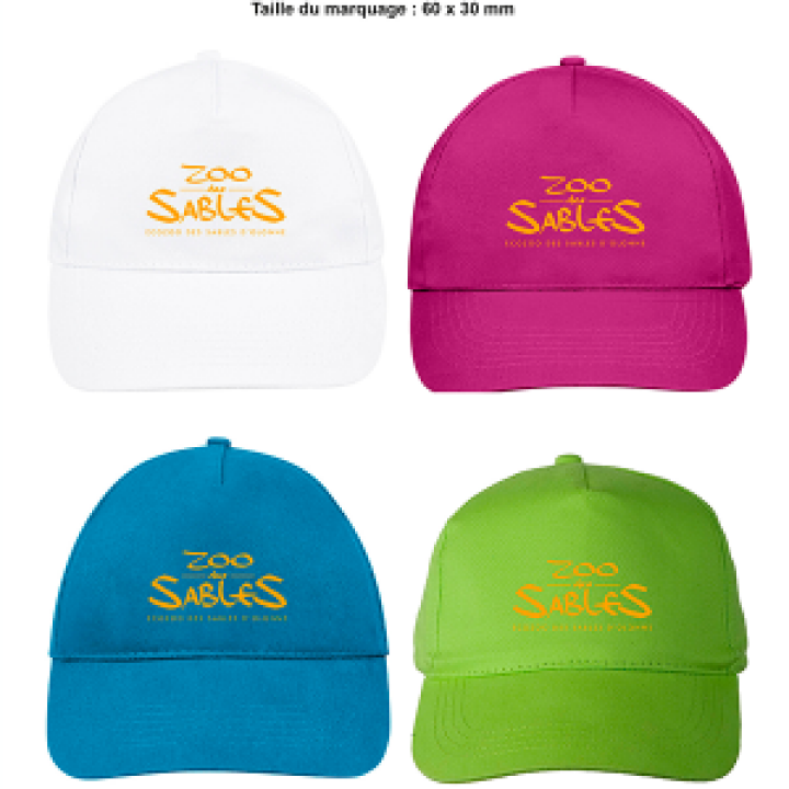 Casquette enfant 5 panneaux Transfert Zoo des Sables Vert Prairie Taille unique