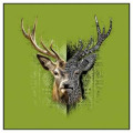 Coussin all-over Cerf Native Tribes Fond Vert Anis uni 40 x 40