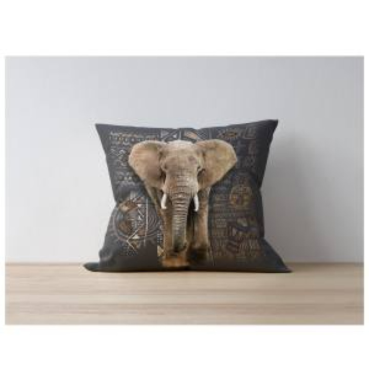 Coussin allover Éléphant Intemporel Gris Taupe uni 40 x 40