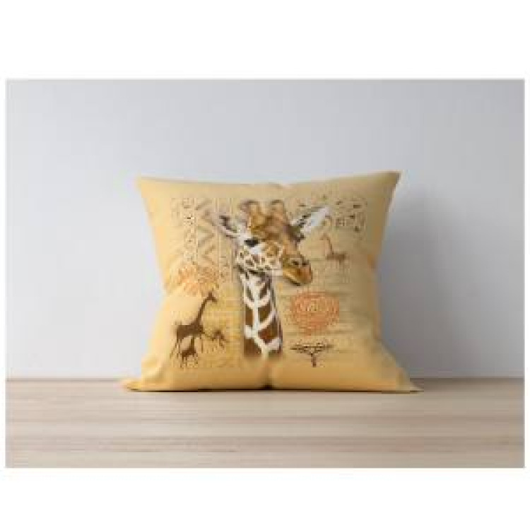 Coussin all-over Girafe Intemporel(Jaune Orange) uni 40 x 40