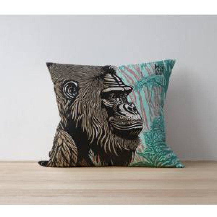 Coussin allover Gorille Linocut Zoo de Thoiry uni 40 x 40