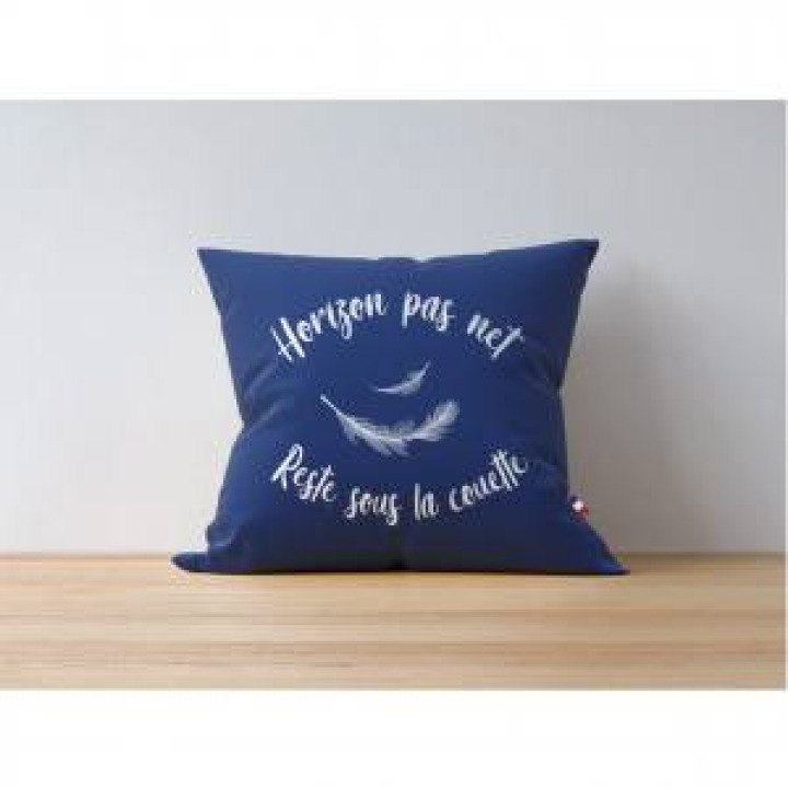 Coussin allover Horizon Pas Net Reste sous la Couhette uni 40 x 40