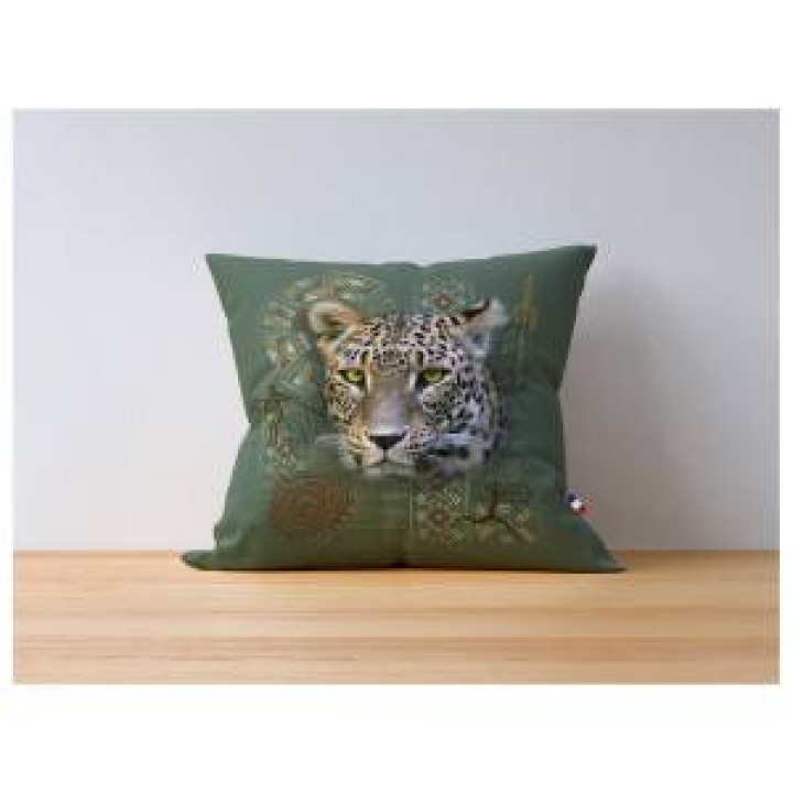 Coussin allover Léopard Intemporel Cerza uni 40 x 40