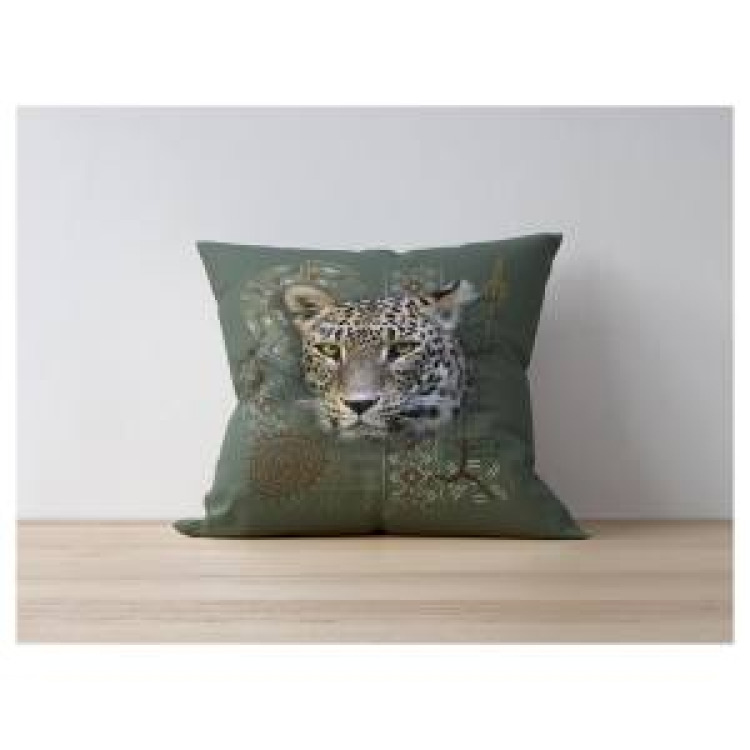 Coussin all-over L&eacute;opard Intemporel (Kaki Marron) uni 40 x 40