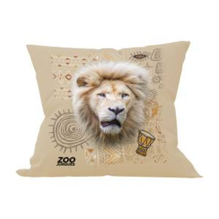 Coussin allover Lion Blanc Exclusif Zoo de Jurques uni 40 x 40
