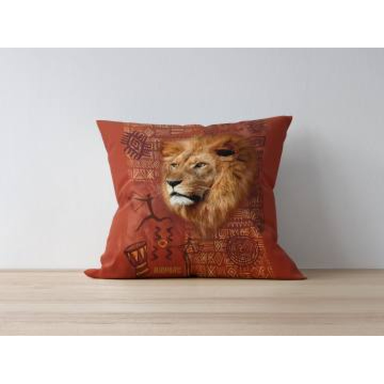 Coussin all-over Lion Intemporel(Orange Feu) Bioparc uni 40 x 40