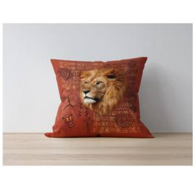 Coussin all-over Lion Intemporel(Orange Feu) uni 40 x 40