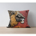 Coussin all-over Lion Linocut Zoo de Thoiry uni 40 x 40