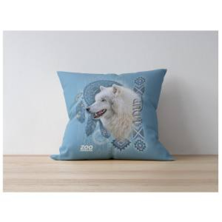 Coussin allover Loup Blanc Exclusif Zoo de Jurques uni 40 x 40
