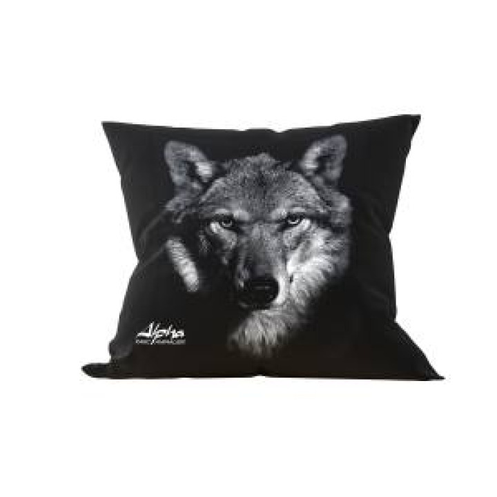 Coussin allover Loup Gamme Black Alpha Parc Animalier Palatine uni 40 x 40